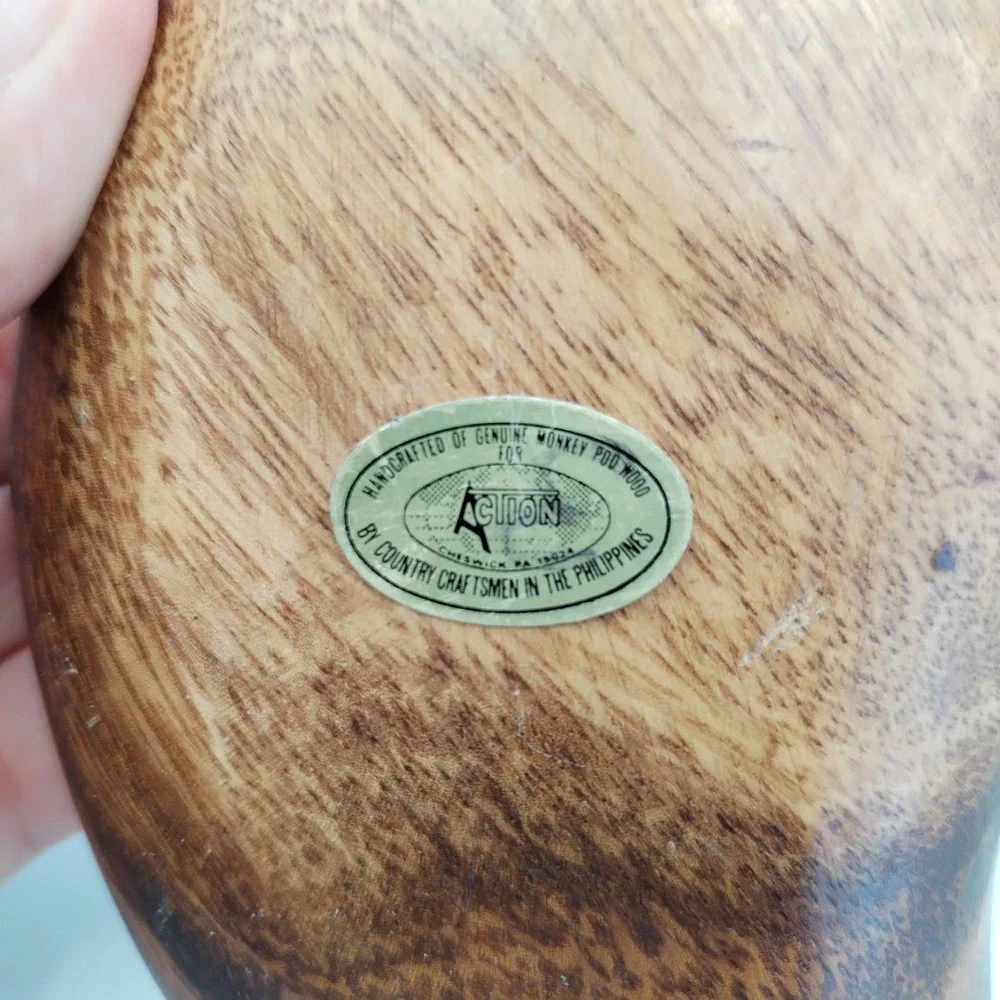 Vintage Hand-Carved Monkey Pod Wood Bowls - Set of 2 (Pear & Kidney Shape)